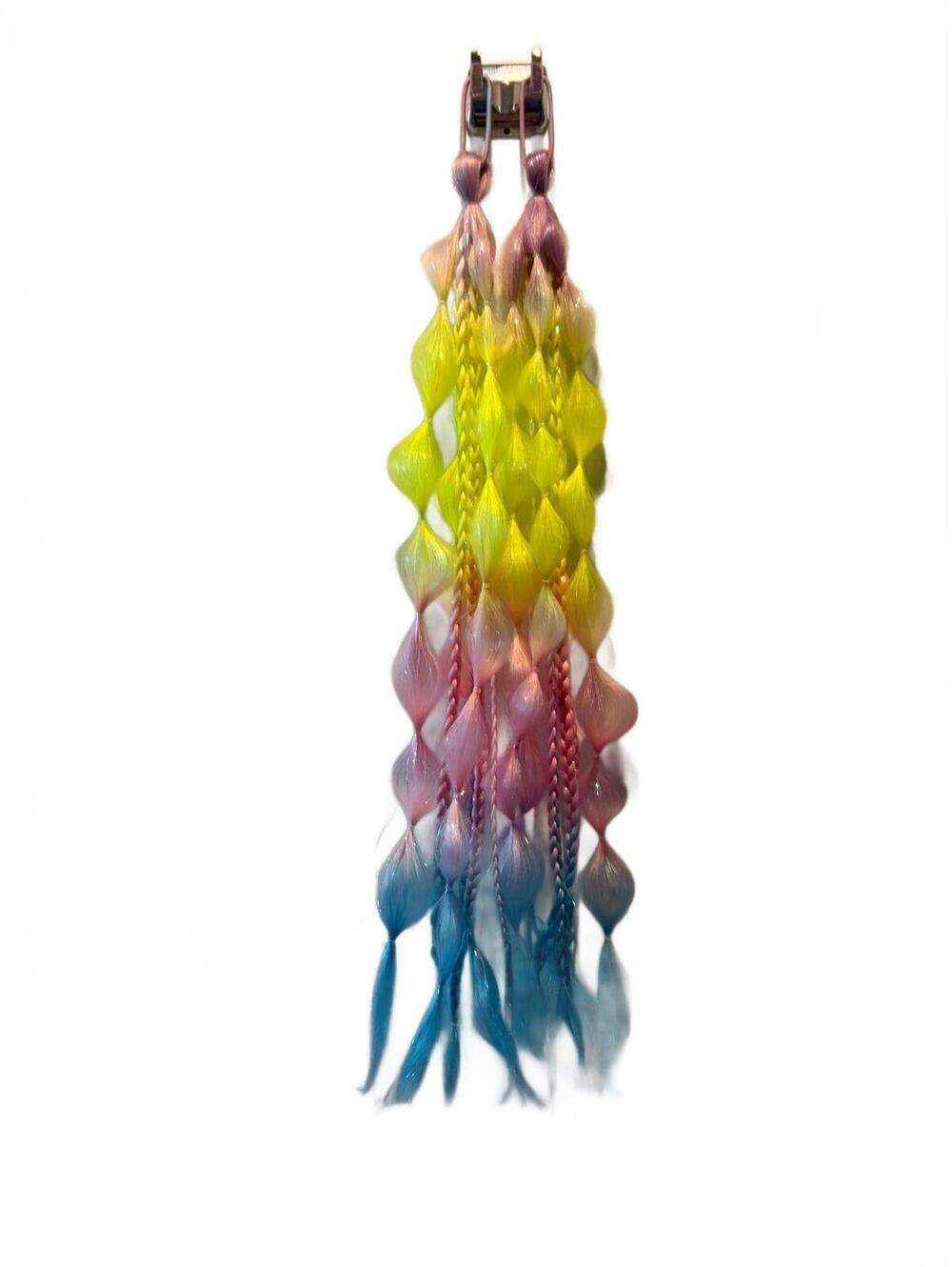 Handmade Neon Multicolor Pigtail Hair Extensions - Picture 2 of 5